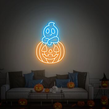 Spookify Your Space: Perfect for Halloween Parties, Home Entrances, or Bar Ambiance with Fairy Ghost Pumpkin Led Neon Sign Halloween Wall Decor.