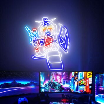 Brighten Your Child&#039;s Room or Next Party with the Fighting Gundam Robot LED Neon Sign - A Perfect Gift for Young Fans!