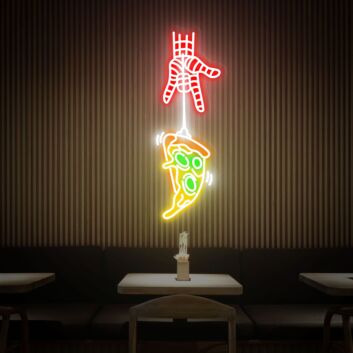 Brighten Up Your Pizza Shop, Kitchen, or Weekend Bash with the Pizza Led Neon Sign Hand Pizza Storefront Sign Wall Art.
