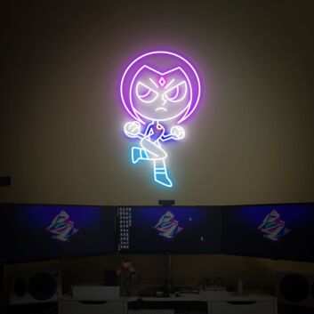 Elevate Your Space into a Superhero Lair with Raven Teen Titans LED Neon Sign for Game Room, Office, and Party Wall Decor.