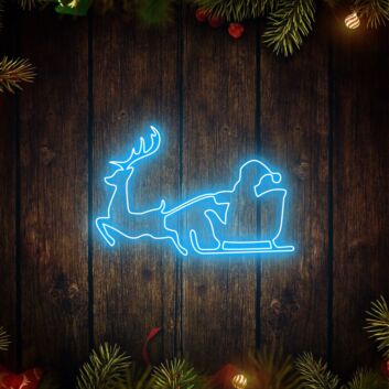 Brighten Your Christmas Celebration: Santa Claus Riding A Sleigh With Reindeer LED Neon Sign for Festive Home Decor, Holiday Parties, and Storefronts.