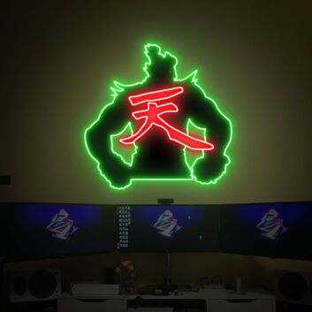 Level Up Your Game Room, Office, or Bar Ambiance with the Street Fighter Led UV Neon Sign Akuma With Printing Acrylic Backboard