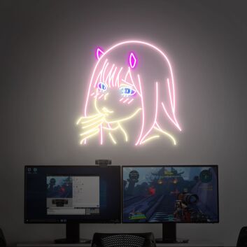Brighten Up Your Space: Zero Two Led Neon Sign - Ideal for Anime Enthusiasts, Home Décor, Office Ambiance, Stores, Bars, and Memorable Weddings &amp; Parties
