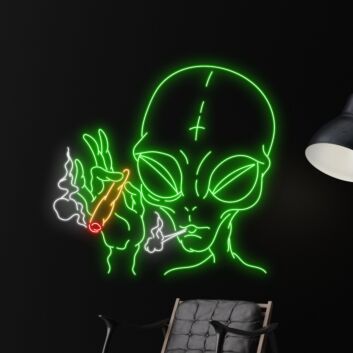 Brighten Your Space: Alien Smoking LED Neon Sign - Perfect for Bars, Parties, and Cool Home Decor Ambiance.