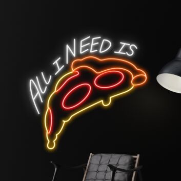 Enhance Your Kitchen or Dine-In Experience with the &#039;All I Need Is Pizza&#039; Led Neon Sign, Perfect for Home Decor, Restaurants, and Casual Gatherings.