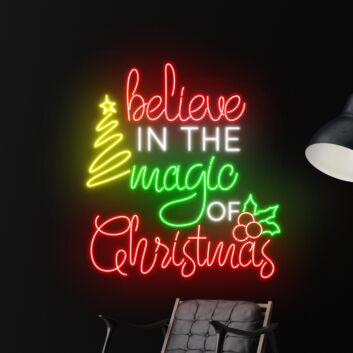 Brighten Your Festive Season: The Perfect Home, Office, and Store Decor with Believe In The Magic Of Christmas Led Neon Sign