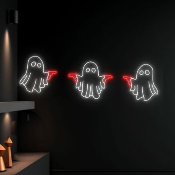 Add a Spooky Glow to Your Home, Office, or Halloween Party with Boo Ghost Shooting Led Neon Sign Home Room Decor.