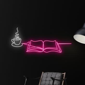 Add a Warm Glow to Your Reading Nook or Cafe with the Book And Coffee Led Neon Sign, Perfect for Book Lovers and Cozy Spaces.