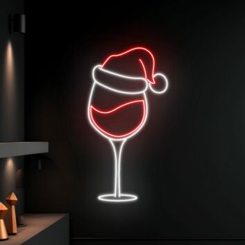 Add Festive Cheer to Your Home, Office, and Holiday Parties with the Champagne Christmas Hat LED Neon Sign - Perfect for Creating a Merry Atmosphere!