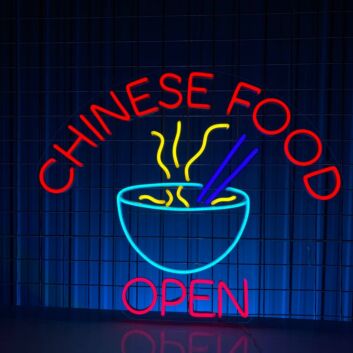 Brighten Your Eatery and Celebrate with Style: Chinese Food Open Led Neon Sign Noodle Food Store Wall Deco for Restaurants, Bars, and Festive Events.