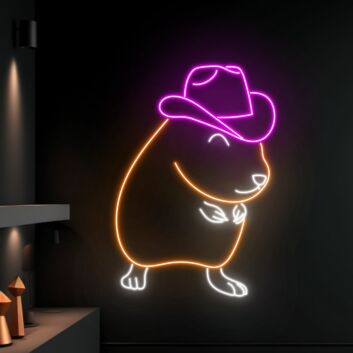 Brighten Your Space: Cowboy Hamster LED Neon Sign - Perfect for Home Decor, Office Vibes, and Western-Themed Parties