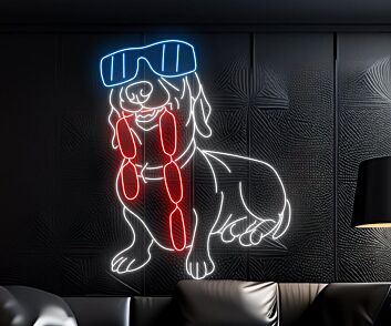 Brighten Up Your Restaurant, Bar, or Kitchen with Dachshund Eat Sausage Led Neon Sign - Perfect for Food Decor and Whimsical Ambiance.
