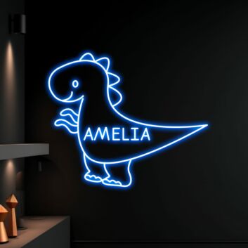 Brighten Your Child&#039;s Room and Celebrate in Style with Dinosaur Led Sign Dinosaur Custom Name Children Led Neon Sign for Bedrooms, Playrooms, and Birthday Parties.