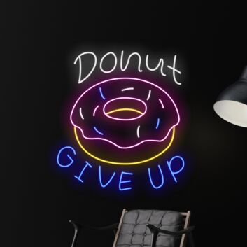 Brighten Your Bakery, Boost Your Home Office Vibes, and Add Sweetness to Parties with the Donut Give Up Led Neon Sign Custom Donut Neon Led Sign.