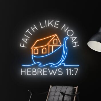 Brighten Your Space for Christmas, Weddings, and Worship with Faith Like Noah Hebrews 117 Led Neon Sign Decor.