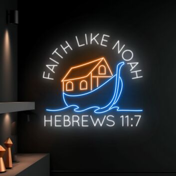 Brighten Your Space for Christmas, Weddings, and Worship with Faith Like Noah Hebrews 117 Led Neon Sign Decor.