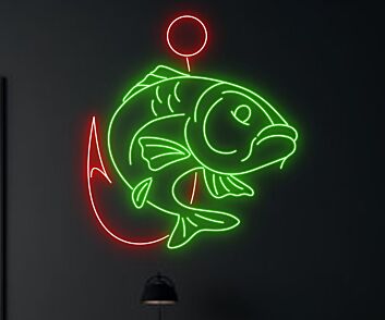 Brighten Up Your Home, Office, or Coastal Bar with the Fishing Led Neon Sign - A Perfect Touch for Sea Animal Lovers and Celebrations