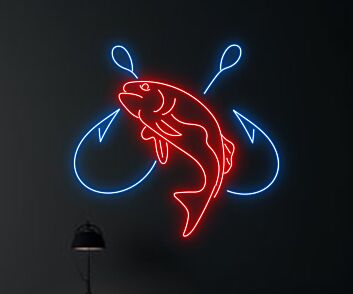 Cast a Glow on Your Space: Fishing Led Sign Sea Animal Lover Neon Light for Home Decor, Bars, and Outdoor Party Ambience