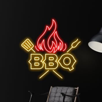 Brighten Up Your Backyard Barbecue and Kitchen Space with the Customizable Grills Barbeque Led Neon Sign - Perfect for Parties, Weddings, and Home Bars.