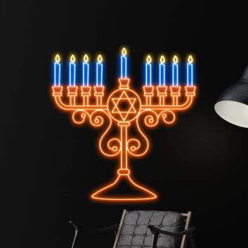 Celebrate the Festival of Lights in Style with the Happy Hanukkah Led Neon Sign, Perfect for Home Decor, Office Celebrations, and Holiday Parties
