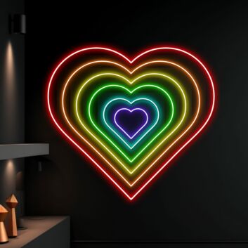 Brighten Your Holiday Celebrations and Romantic Evenings with Heart Colorful Led Neon Sign - The Perfect Christmas Decor for Home, Office, and Wedding Venues.