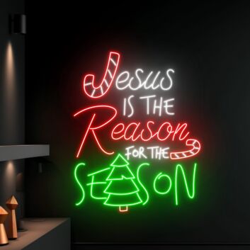 Brighten Your Holiday Celebrations at Home or Church with the Jesus Is The Reason For The Season Led Neon Sign Christmas Decor
