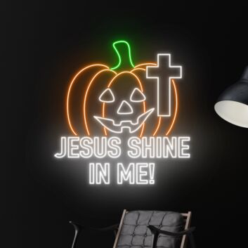Brighten Your Celebrations: Jesus Shine In Me Led Neon Sign Thanksgiving Pumpkin Sign Custom Pumpkin for Home, Office, Store Decor, and Special Events like Weddings and Parties.