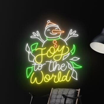 Brighten Your Festive Celebrations and Decor with Joy To The World Led Neon Sign Custom Snowman Christmas Led Sign for Home, Office, and Holiday Gatherings.