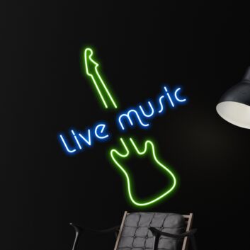 Live Music Electric Guitar Led Neon Sign Coffee Music Decor