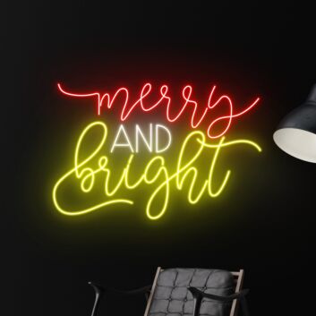 Merry And Bright Led Neon Sign Light Christmas Decor