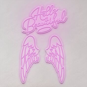 Hello Beautiful Angel Wings LED Sign