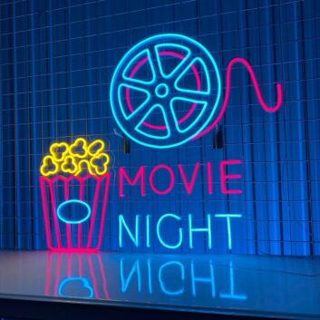 Movie Night Led Neon Sign Popcorn Cinema Led Neon Sign Movie Night Cinema Decor