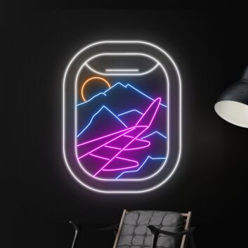 Plane Window View Mountain Led Neon Sign Custom View Mountain Led Sign