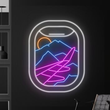 Plane Window View Mountain Led Neon Sign Custom View Mountain Led Sign