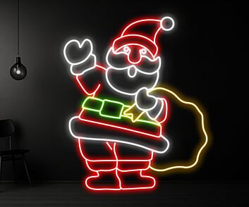 Santa Claus With Gift Bag Led Neon Sign