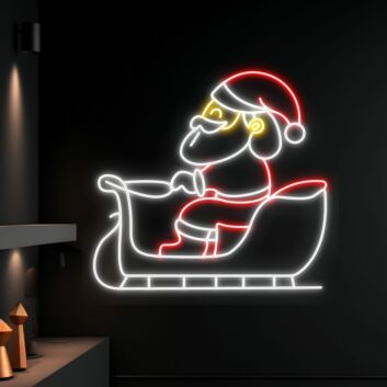 Santa Claus With Sleigh Led Neon Sign Christmas Decor