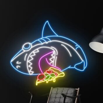 Shark Eat Pizza Led Neon Sign Funny Shark Shark Neon Light