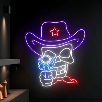 Skeleton Cowboy Shooting Led Neon Sign