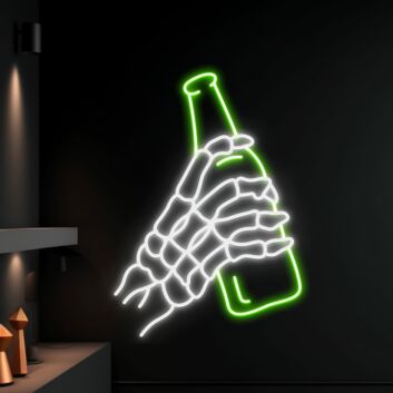 Skeleton Drinking Beer Led Neon Sign
