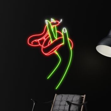 Snake Wrapping Around Hand Led Neon Sign