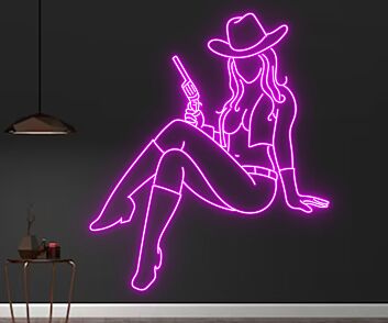 Texas Cowgirl Neon Led Sign Cowgirl Bar Cowboy Hanging Led Neon Sign Light Bar Decor