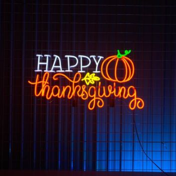 Thankful Grateful And Blessed Led Neon Sign Thanksgiving Pumpkin Led Neon Sign