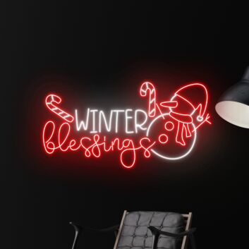 Winter Blessings Snowman Merry Christmas Neon Light Christmas Decor