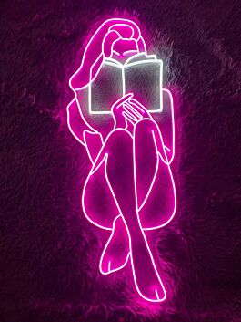 Woman Reading Book Led Neon Sign Woman Book Neon Led Sign Quote Bookworm Bedroom Deco