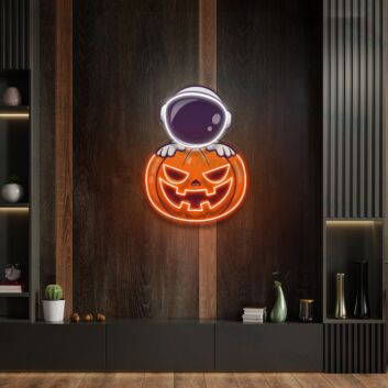 Astronaut Pumpkin Led Uv Neon Sign Halloween Party Wall Decor