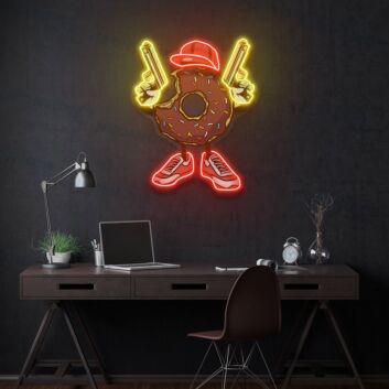 Donut Gun Led Uv Neon Sign Business Logo