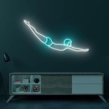 Cyan Diver LED Neon Sign