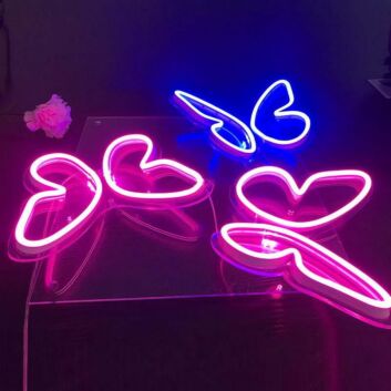 3 Butterflies On One Board Neon Sign