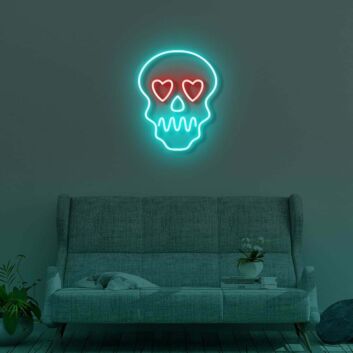 Skull With Hearts LED Neon Sign