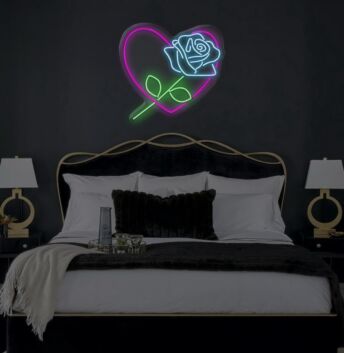 Rose X Heart Neon Sign